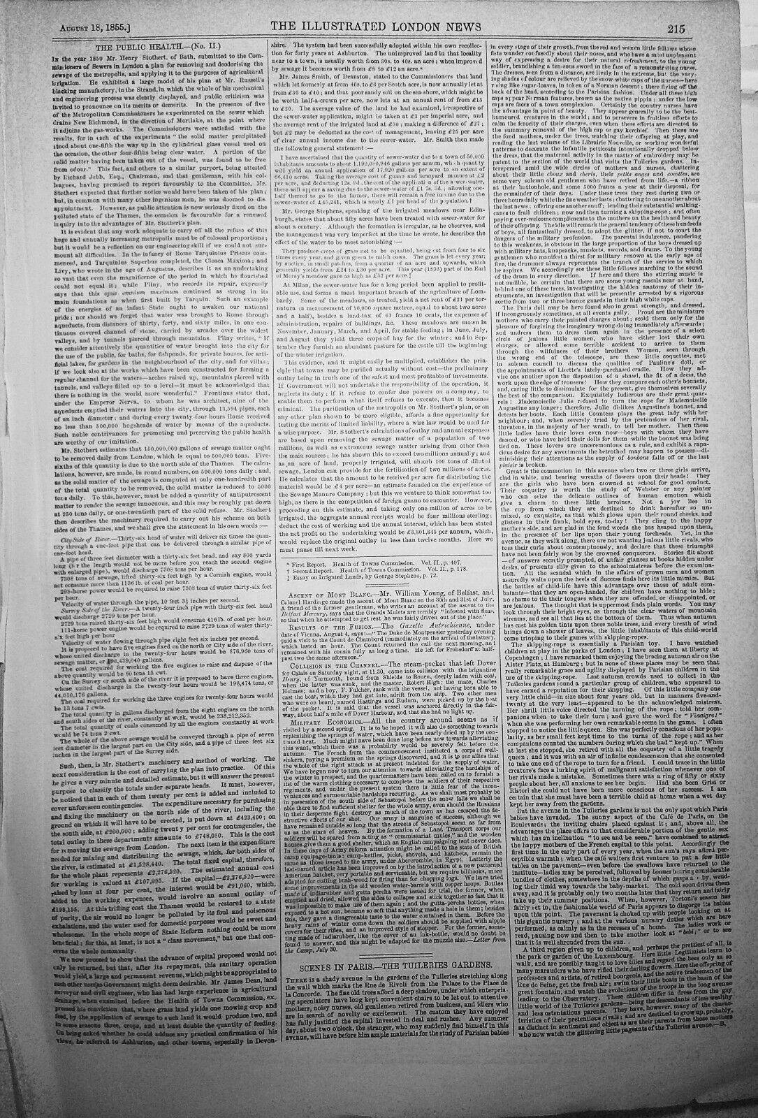 Scenes in Paris - The Gardens of the Tuileries - Illustrated London News, 1855.