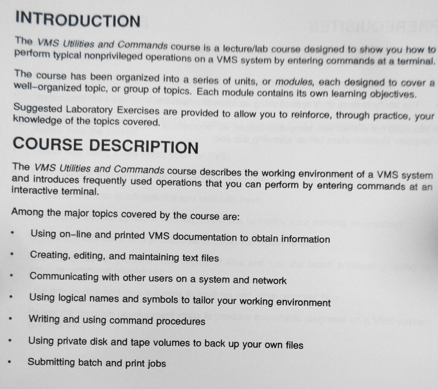 VMS Utilities and commands I student workbook - 1988 Digital Equipment Corp.