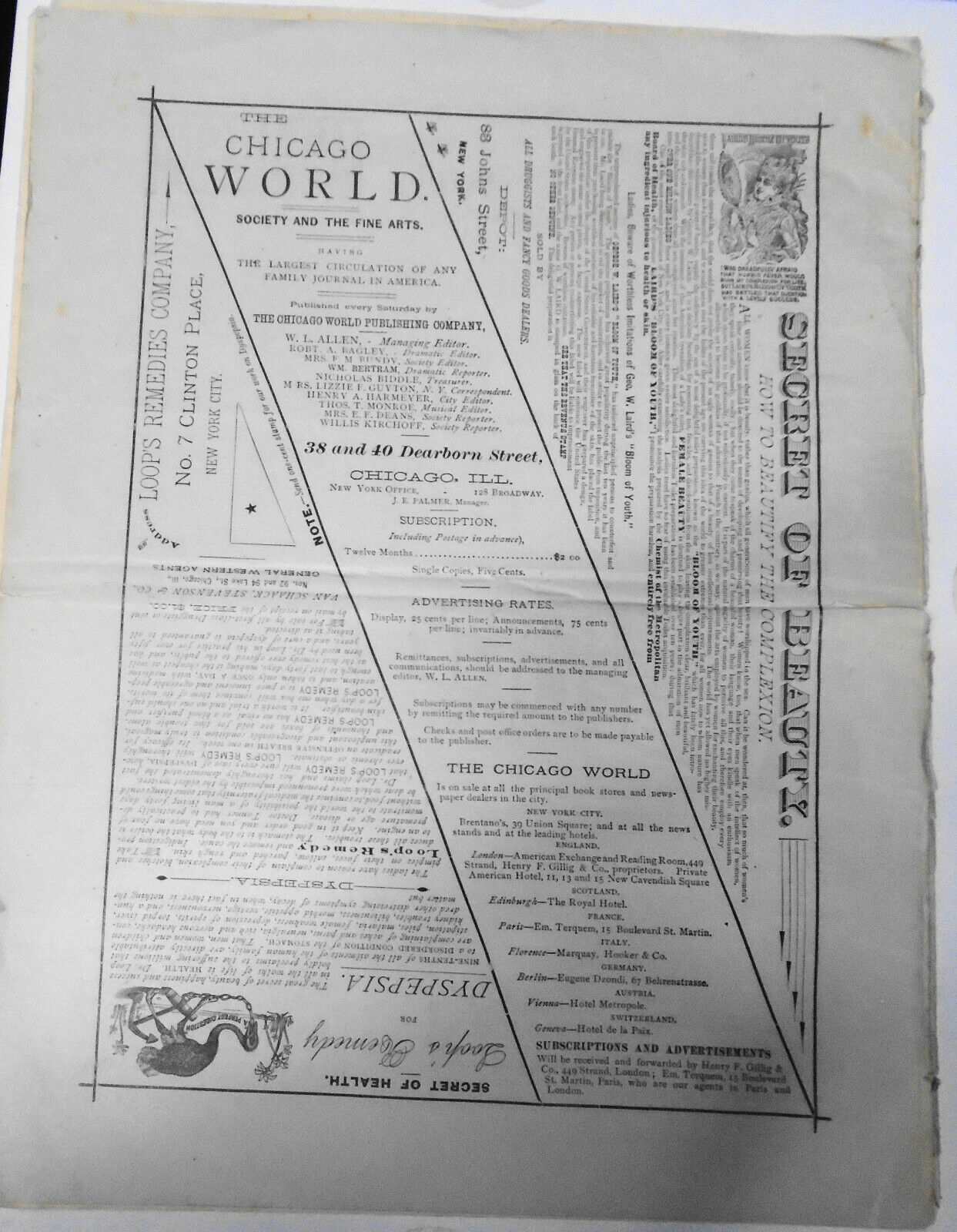 Chicago World - Society & the Fine Arts - April 30, 1881 Complete Original Issue