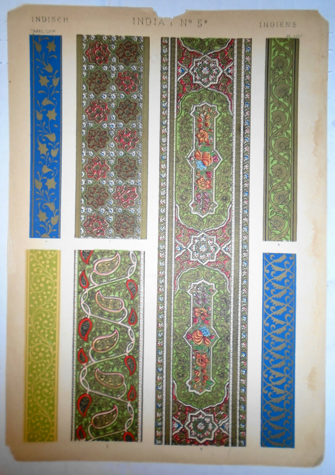 1868 Indian Nos. 6, 6* & 5* - Three Lithographs from The Grammar of Ornament