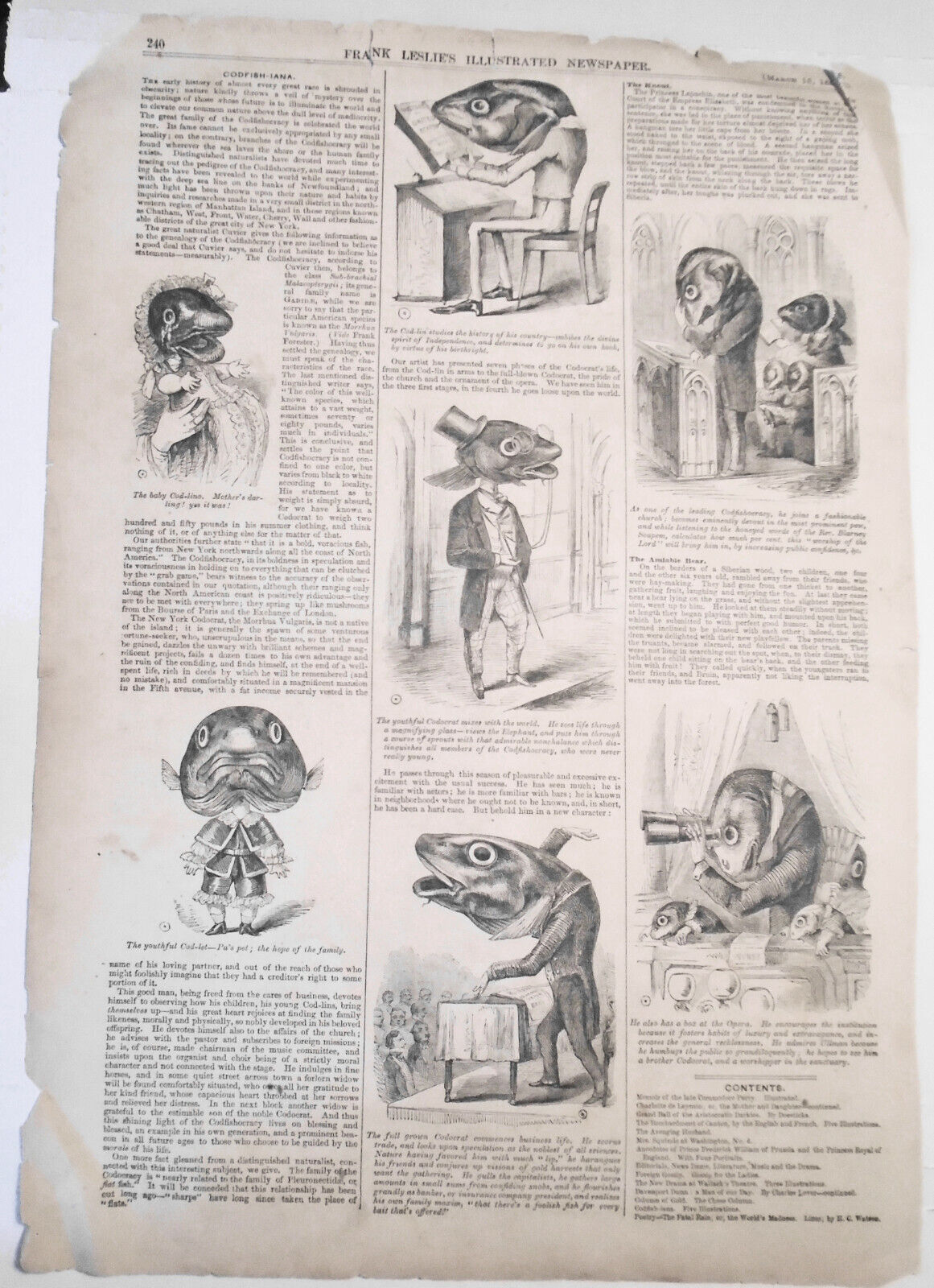 "Codfish-iana" - Frank Leslie's Illustrated Newspaper March 13, 1858 - Original