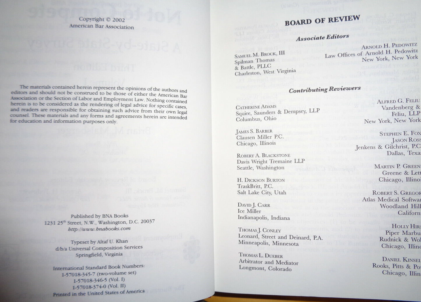 Covenants Not to Compete: A State-by-State Survey by Malsberger 3rd Ed 2002 2Vol