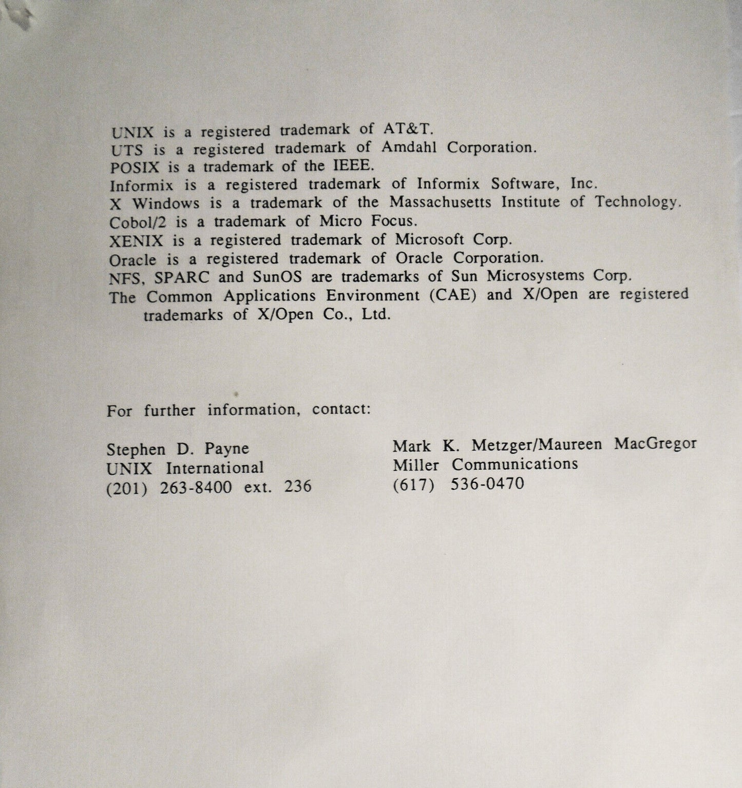 1989 Statements of support by 172 companies for UNIX System V, Release 4
