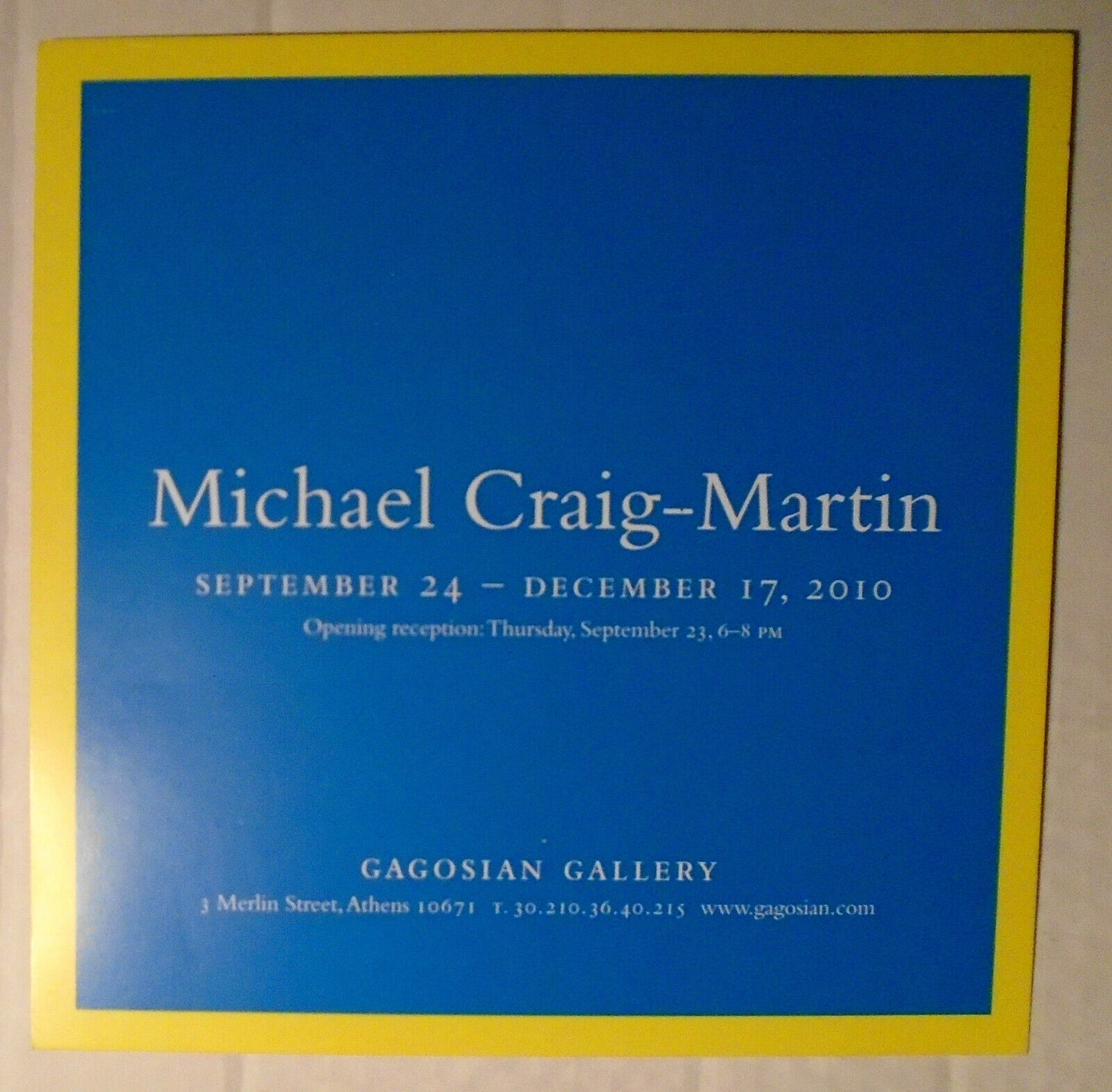 Michael Craig-Martin - Opening Reception Invitation Card - Gagosian Athens 2010