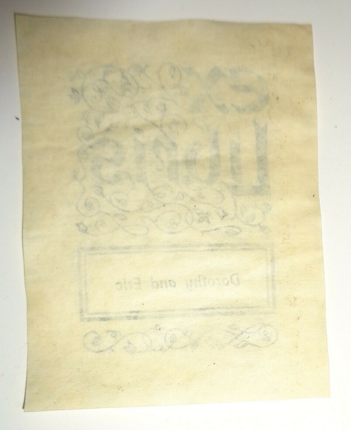 "Dorothy and Eric" - Ex Libris Bookplate