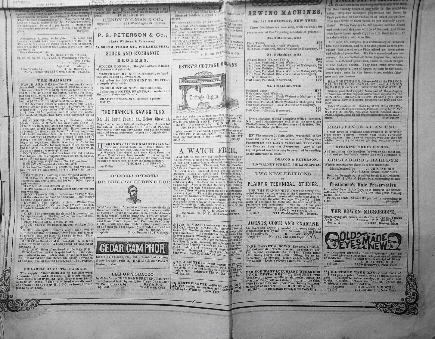 Saturday Evening Post, May 20, 1865 - Capture of Jeff Davis in Feminine Disguise