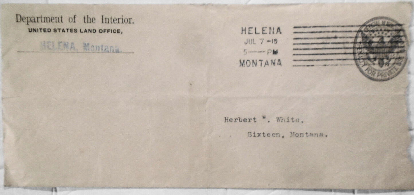 1915 Notice of Allowance, Department of the Interior Land Office, Helena Montana
