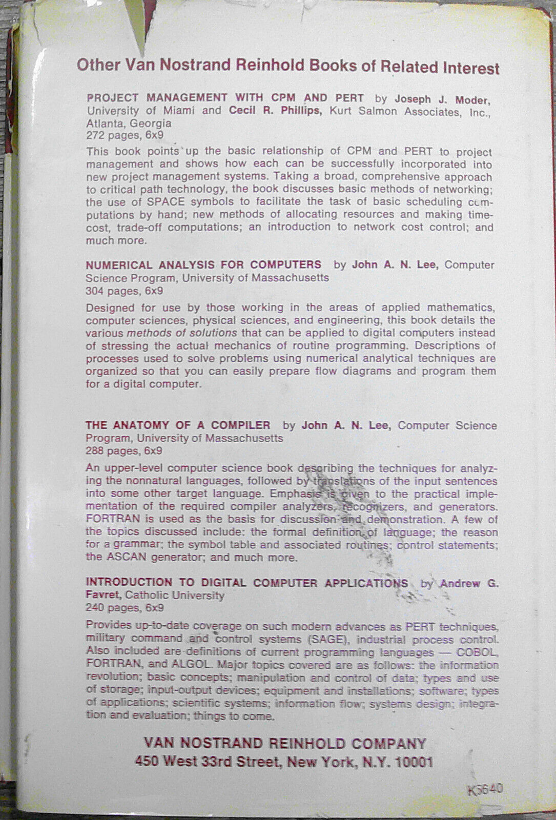 Advanced Programming: Programming and Operating Systems by Harry Katzan Jr HC/DJ