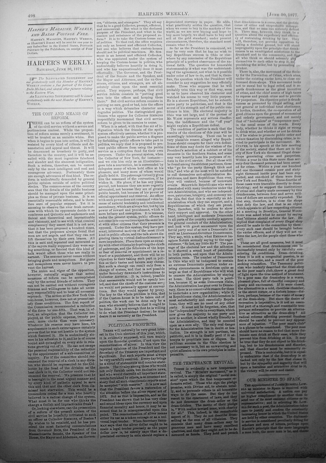 "Peace Rumors. Let Us Have (A) Peace (Piece)". By Thomas Nast. HW 1877 original