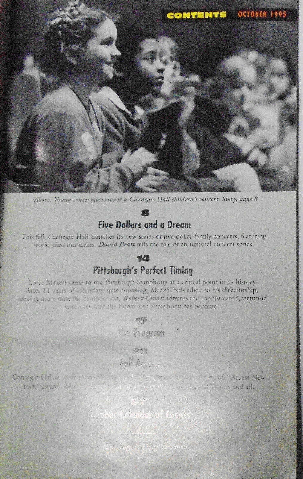 Boston Symphony Carnegie Hall Stagebill - October I8 / 19, 1995 Leila Josefowicz