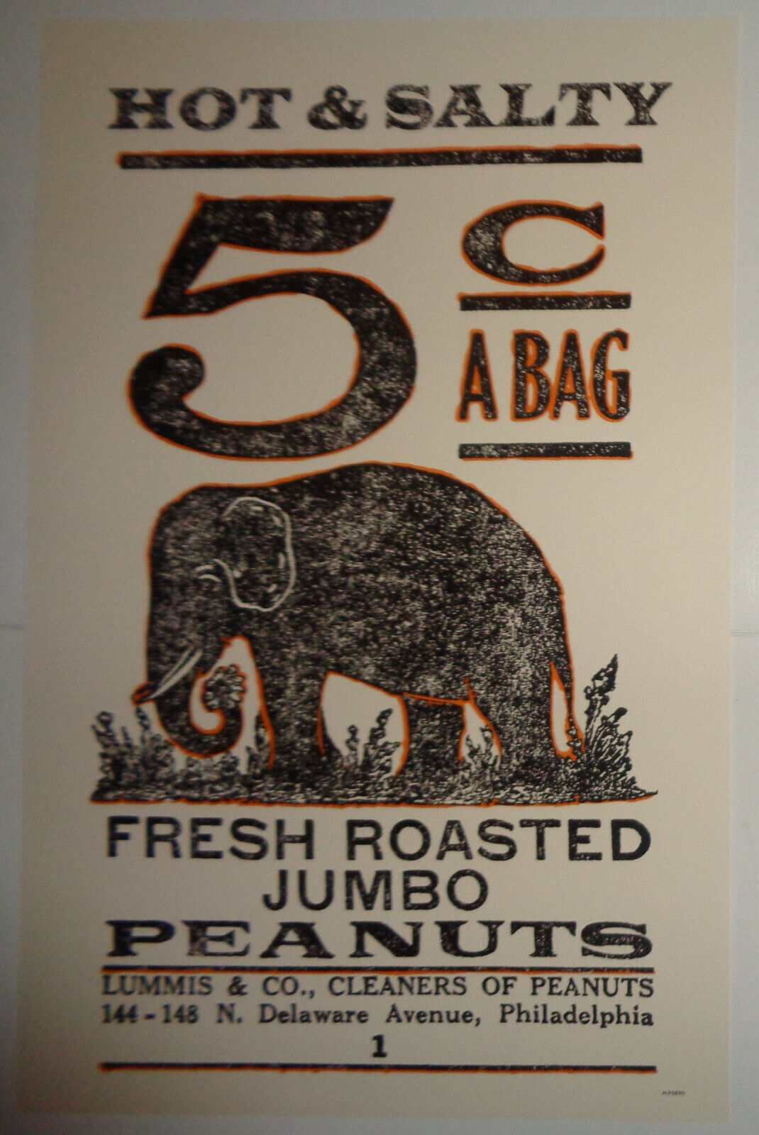 Fresh Roasted Jumbo Peanuts - Window card Poster 17x11