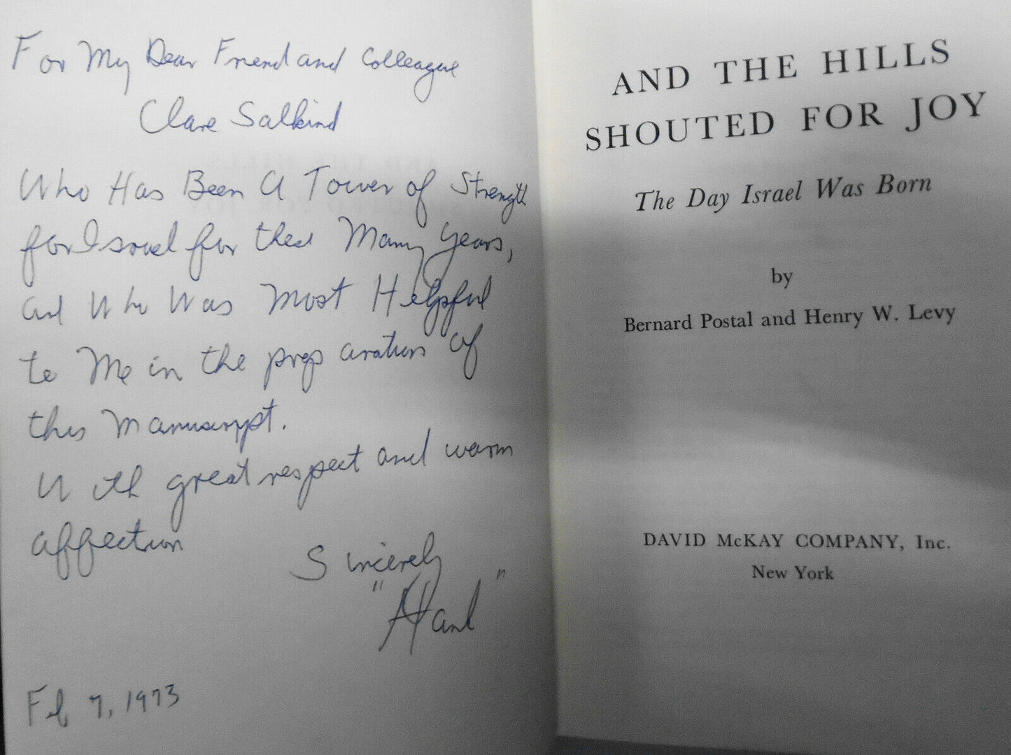 And The Hills Shouted For Joy: The Day Israel Was Born - SIGNED 1st edition 1973