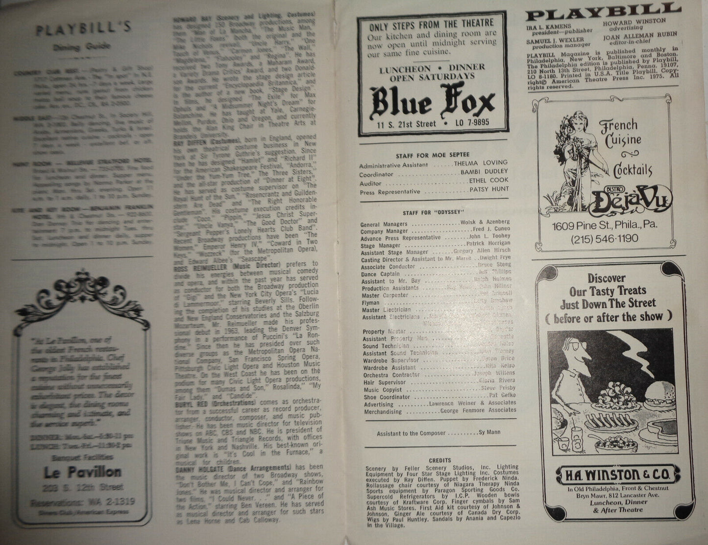 YUL BRYNNER IN ODYSSEY - PLAYBILL - 1975 PHILADELPHIA: ERLANGER THEATRE