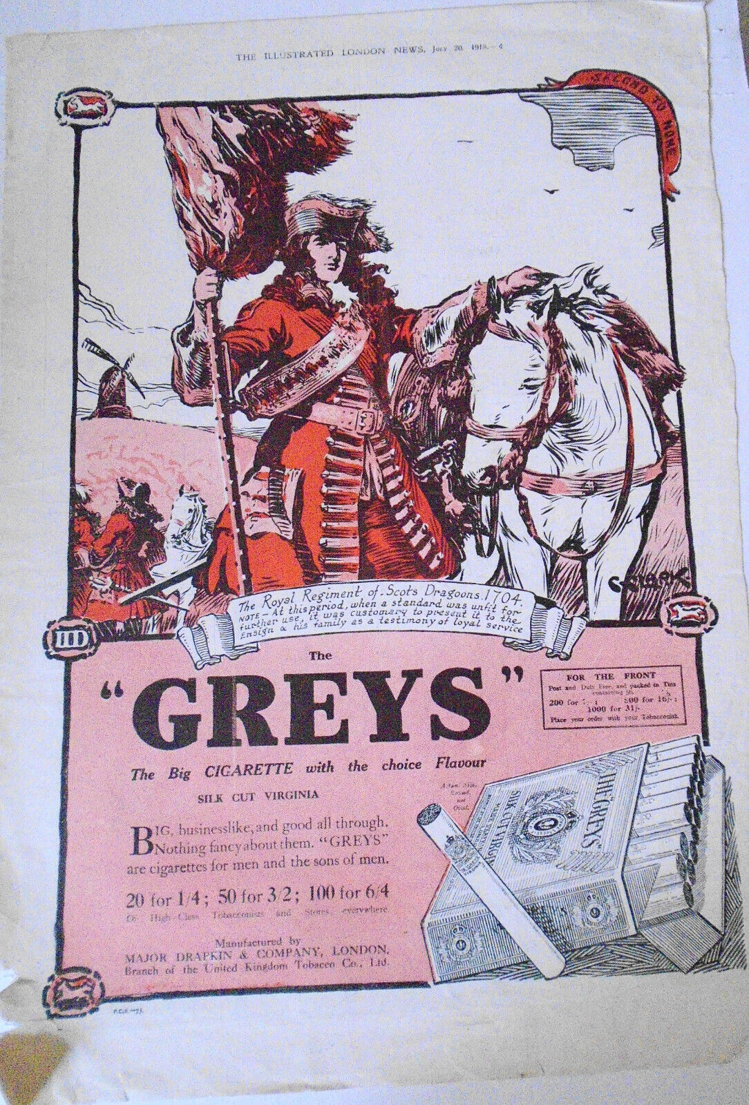 The "Greys" Cigarette Ad - original from Illustrated London News - July 20, 1918