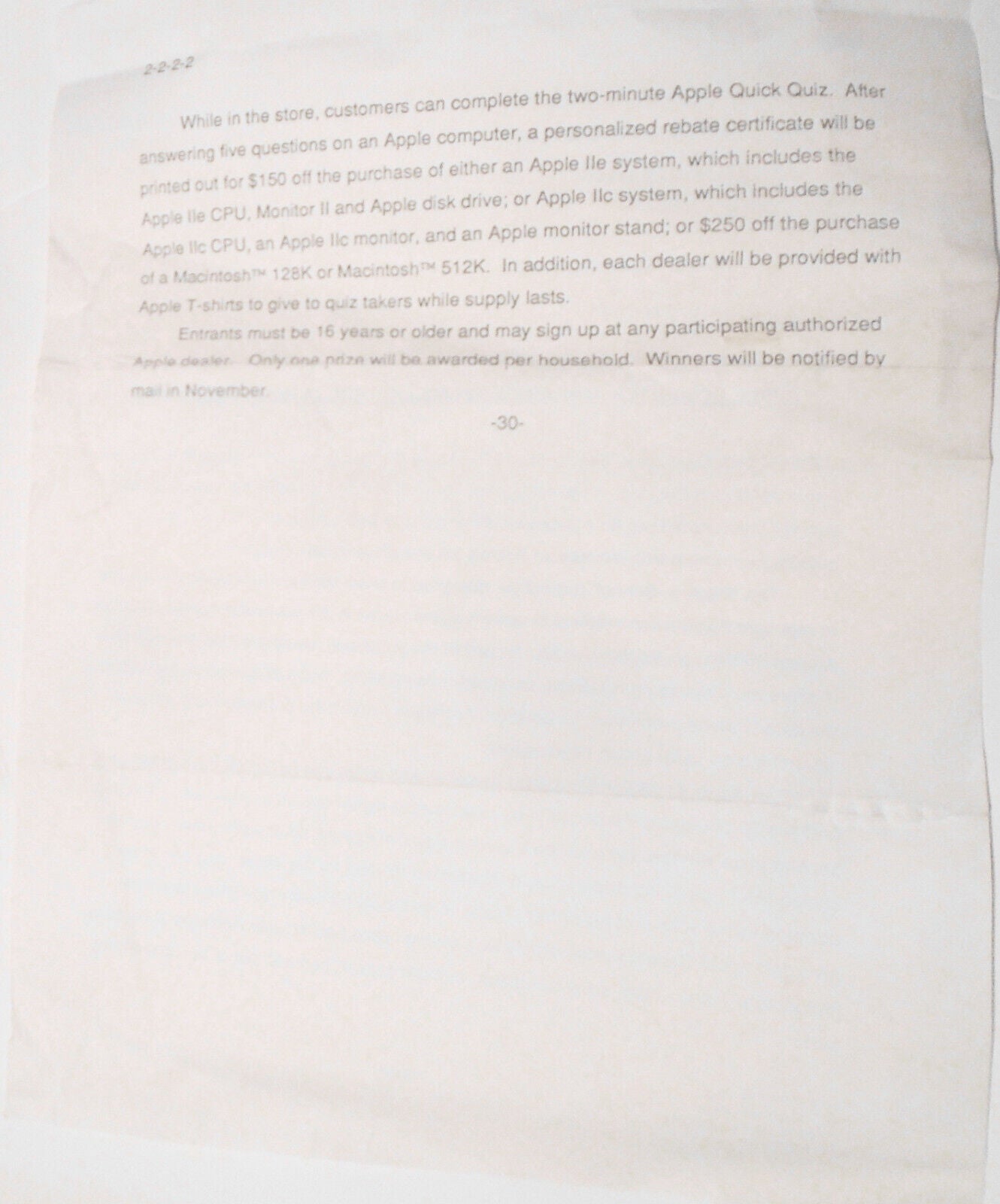 Apple Computer announces $1 million education sweepstakes. 1985 original release