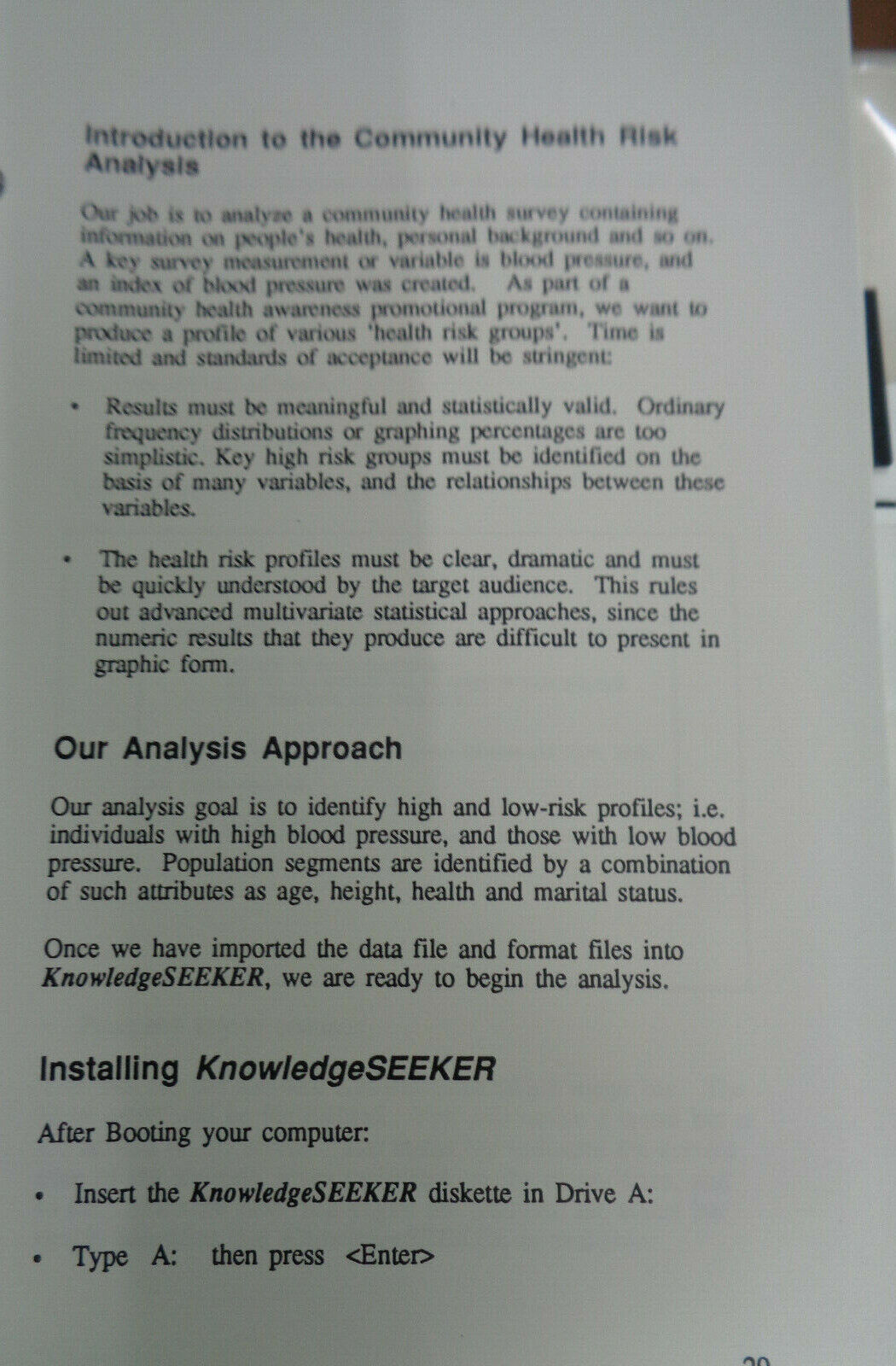 KnowledgeSeeker - database analysis software, 1989, for IBM PCs, 5 1/4"