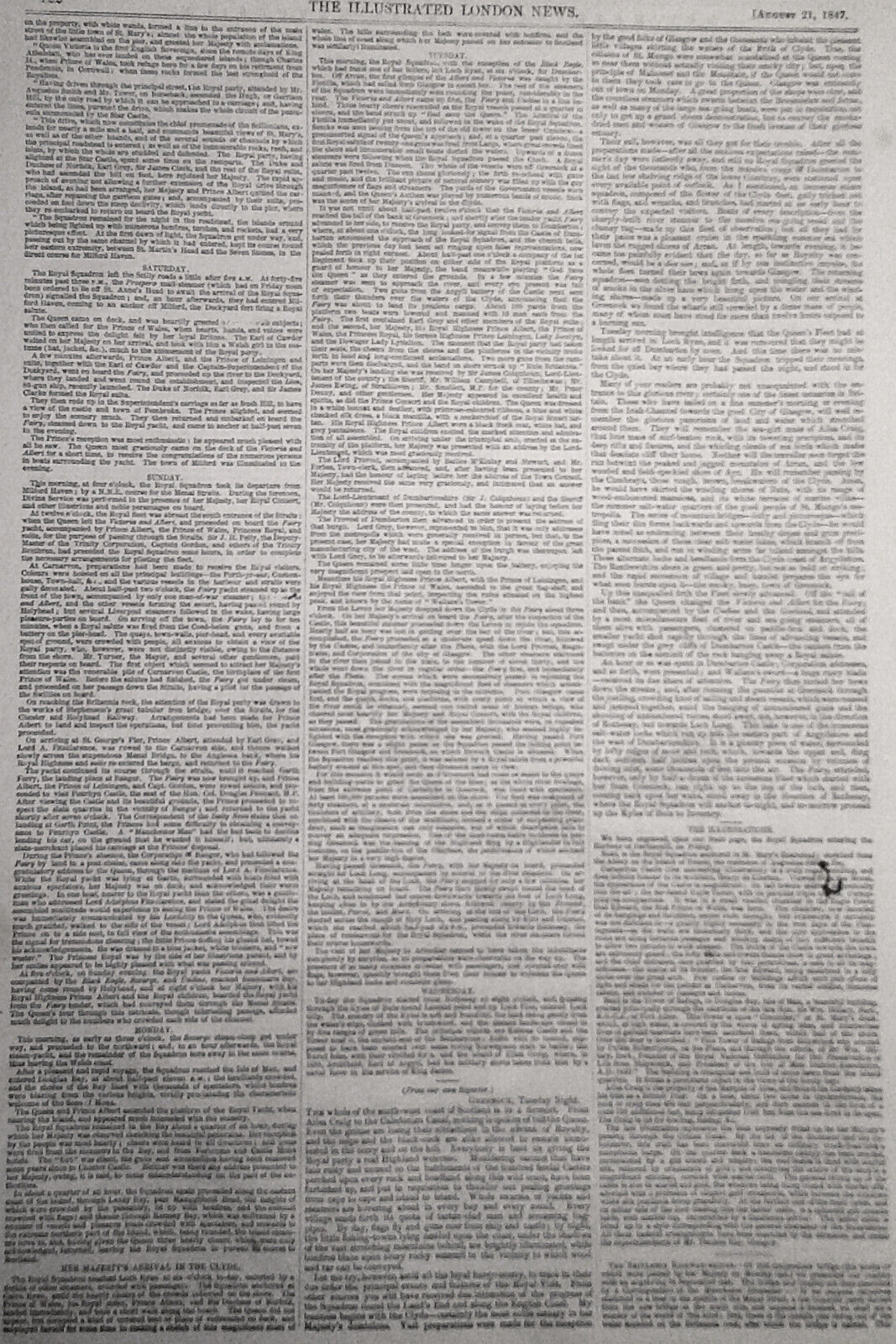 Her Majesty's Marine Excursion - August 21, 1847 Illustrated London News section