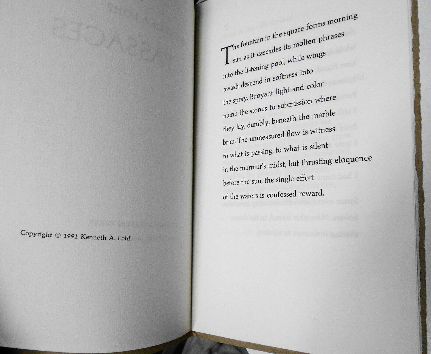 Passages, by Kenneth A. Lohf. SIGNED. Limited edition of 100, 1991.