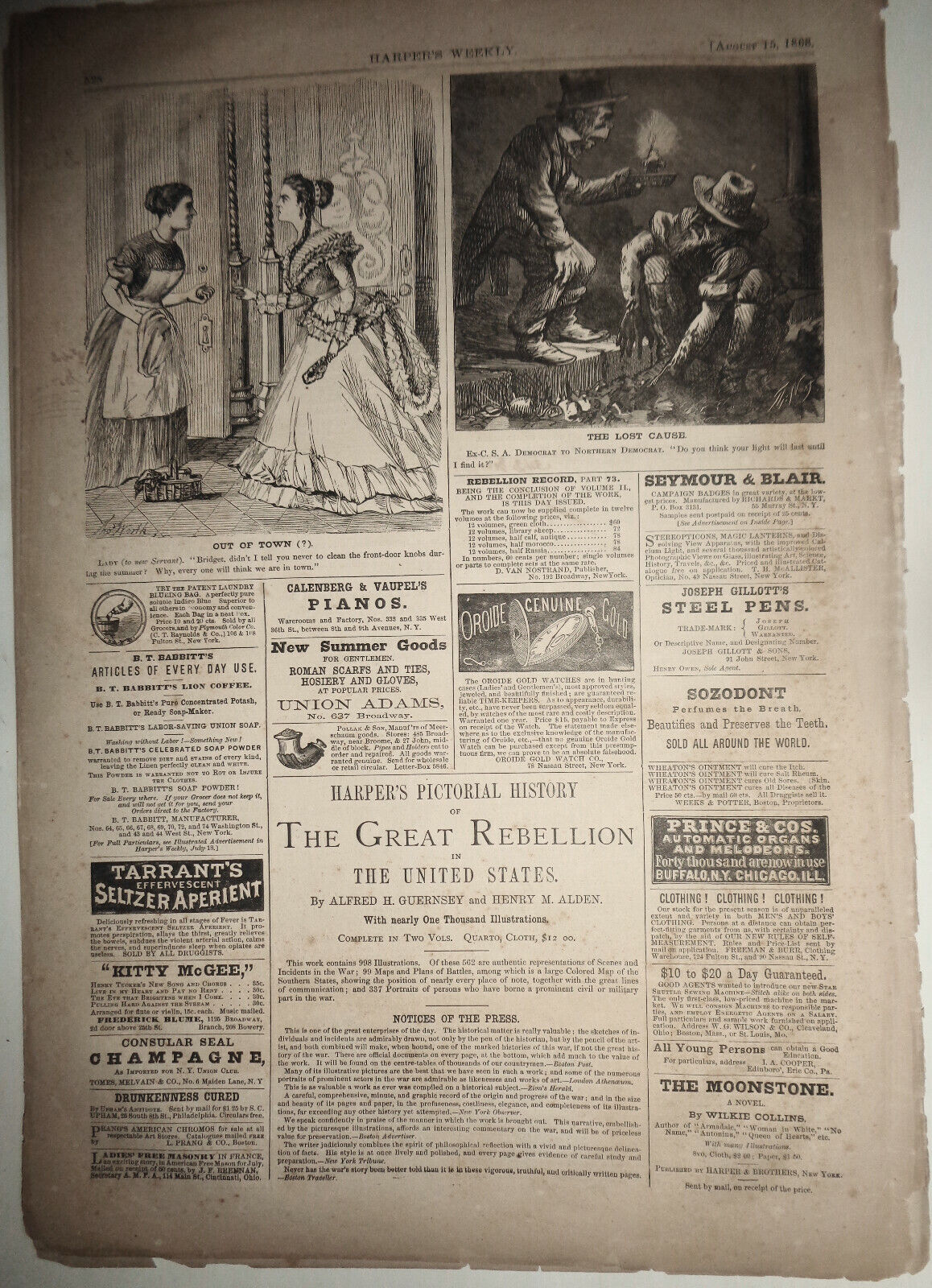 HARPER'S WEEKLY - Aug 15, 1868 original issue - Thomas Nast "Reconstruction"