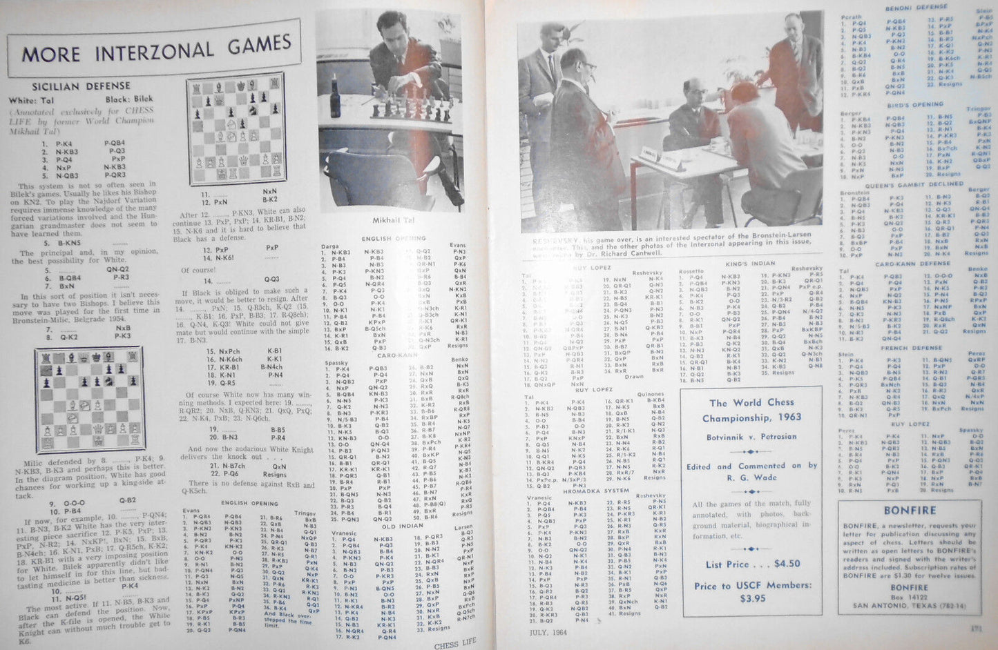 Chess Life, July1964 : Bobby Fischer talks chess; Interzonals, etc.