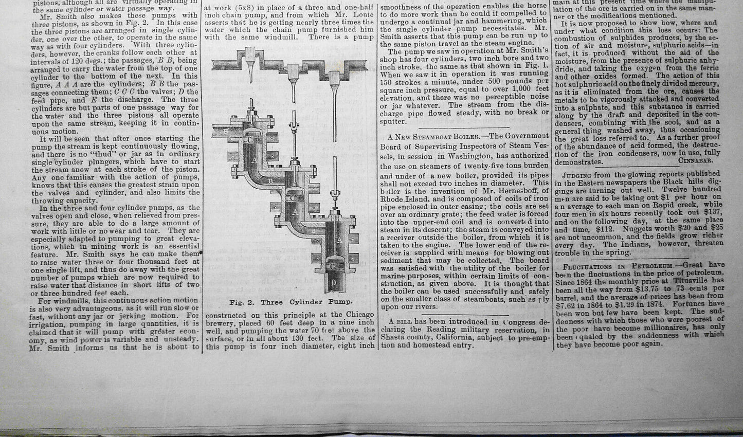 Mining and Scientific Press Feb 12, 1876. Edison's "New Force"; Mining Debris...