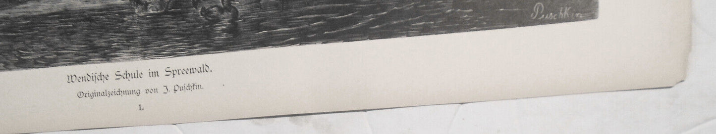 Wendische Schule im Spreewald, by Josef Puschkin -- 1882