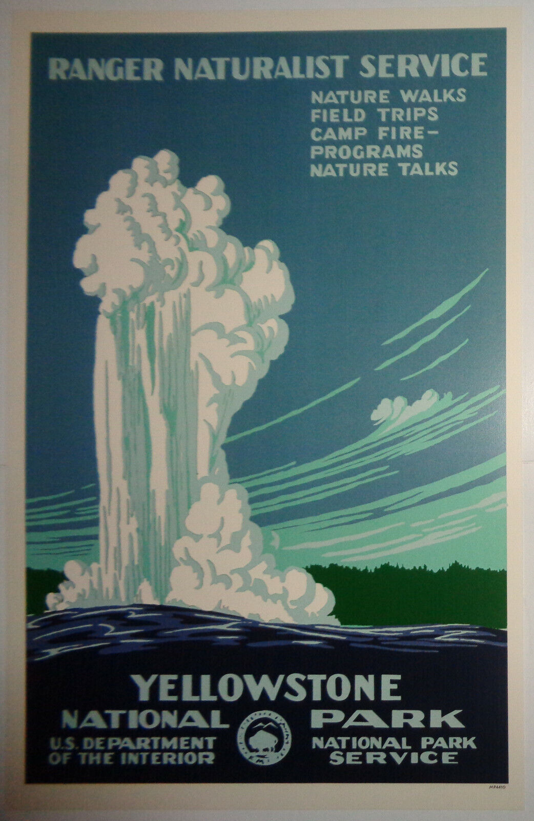 Ranger Naturalist Service Yellowstone National Park - Window card Poster. 17X11"