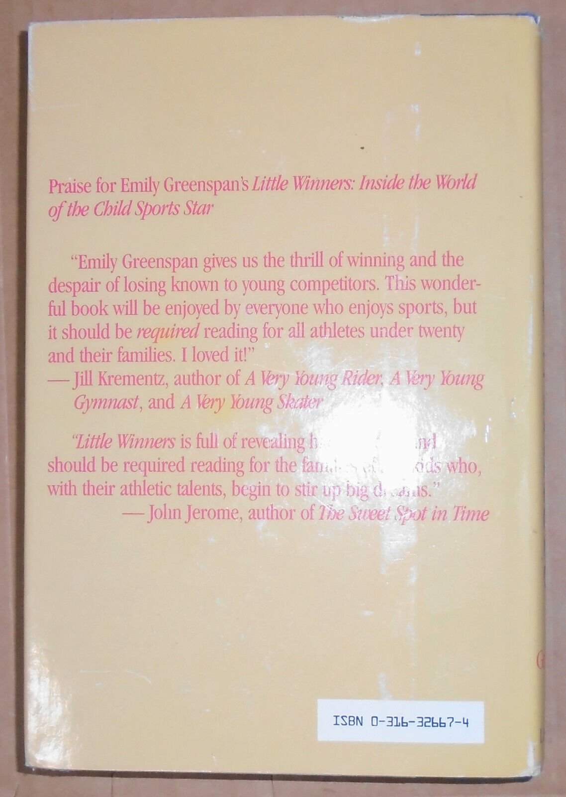Little Winners, by Emily Greenspan - SIGNED First Edition, 1983. Hardcover/DJ