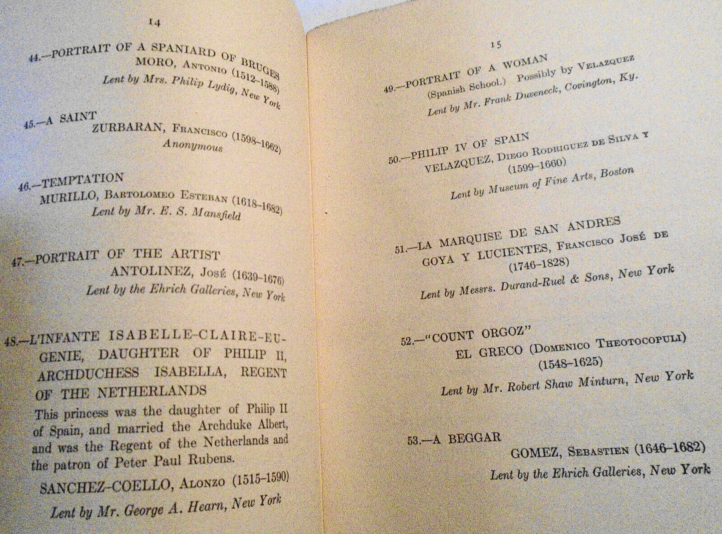 The Spanish school : loan collection : the Copley Society of Boston, Copley Hall
