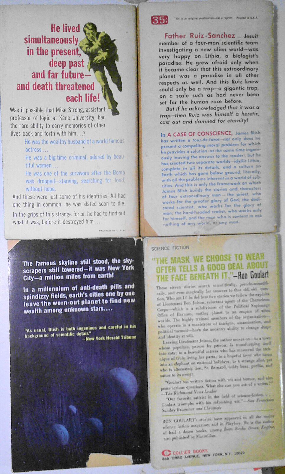 4 vintage science fiction paperbacks: James Blish, Ron Goulart, Lester del Rey