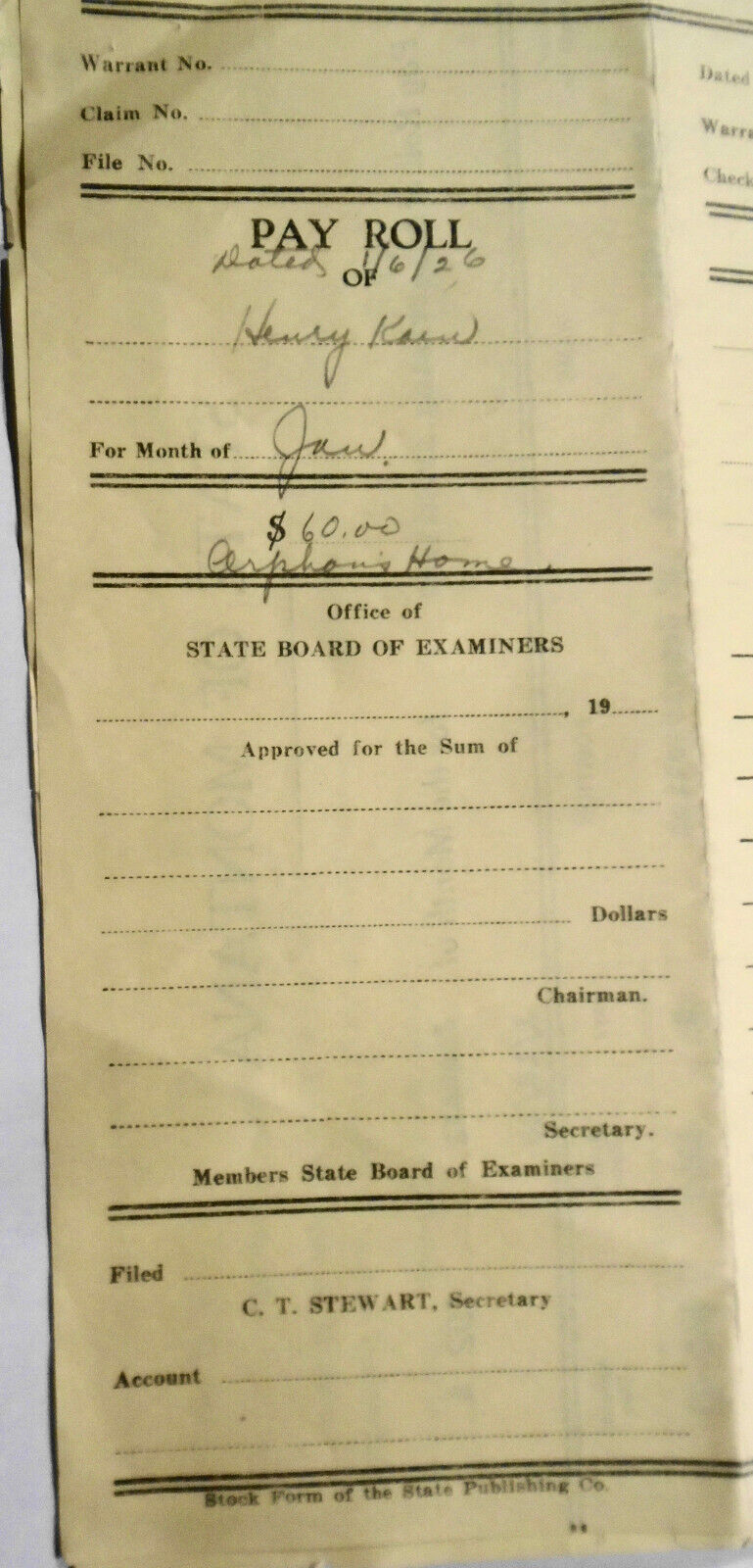 Payroll of the Supervising Architect, Missoula, Montana, for January 1926