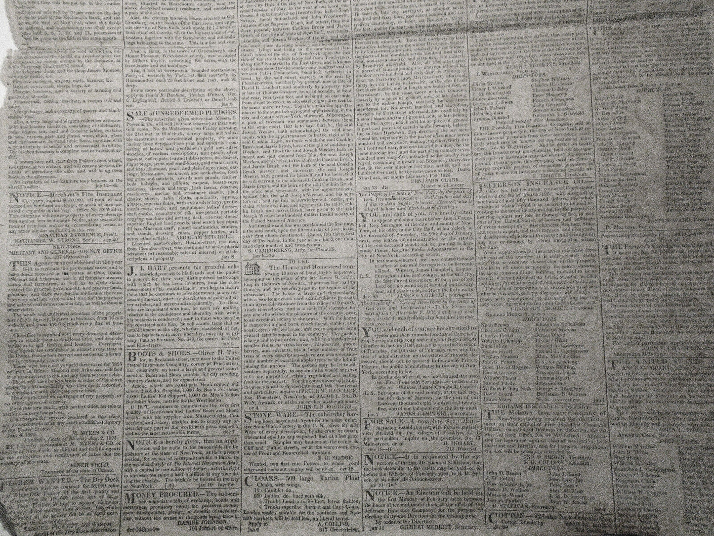 New-York National Advocate January 15, 1825 - NY Governor De Witt Clinton's copy