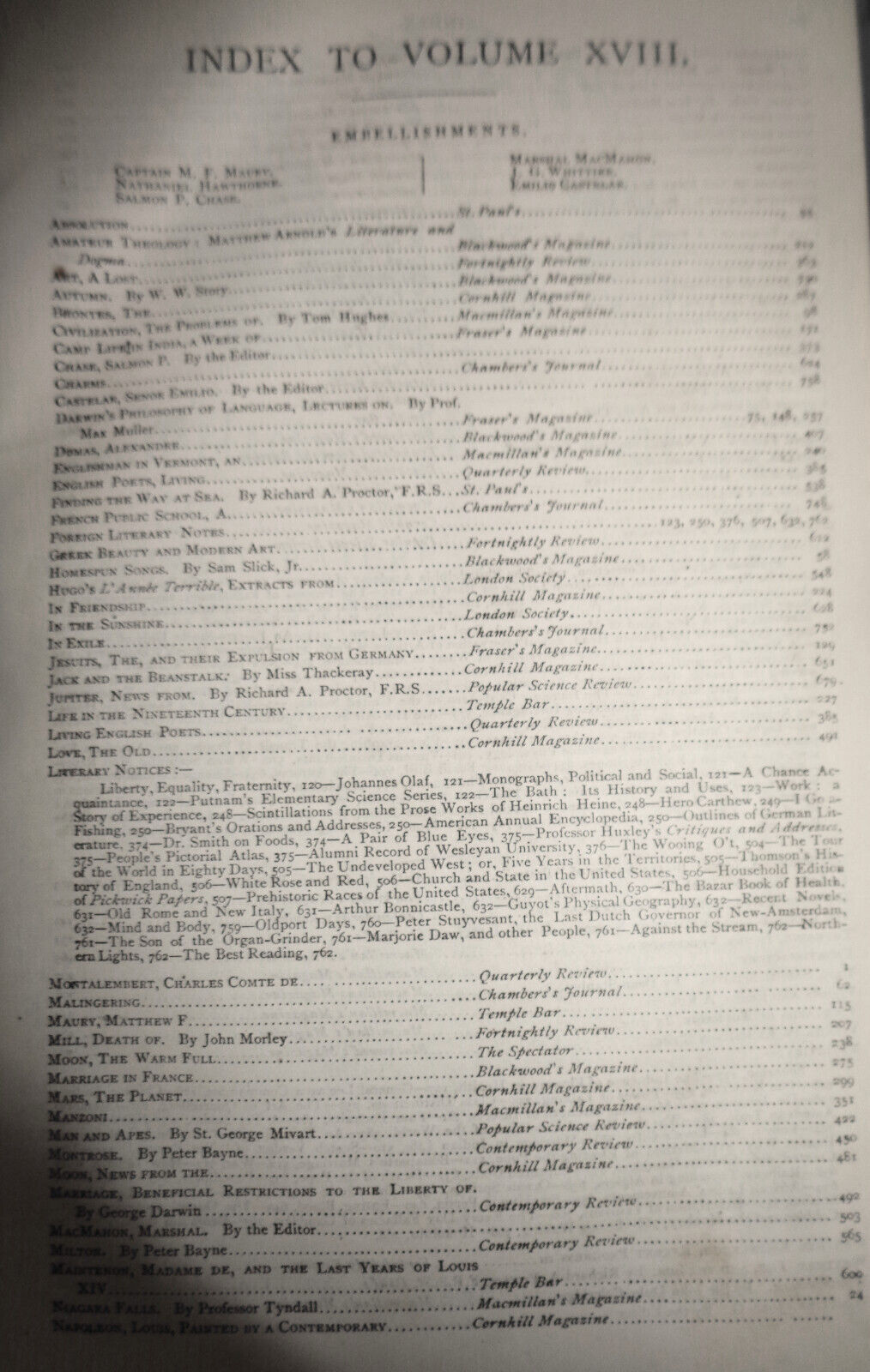 1873 The Eclectic magazine July-Dec Vol 18 Nathaniel Hawthorne, Whittier prints