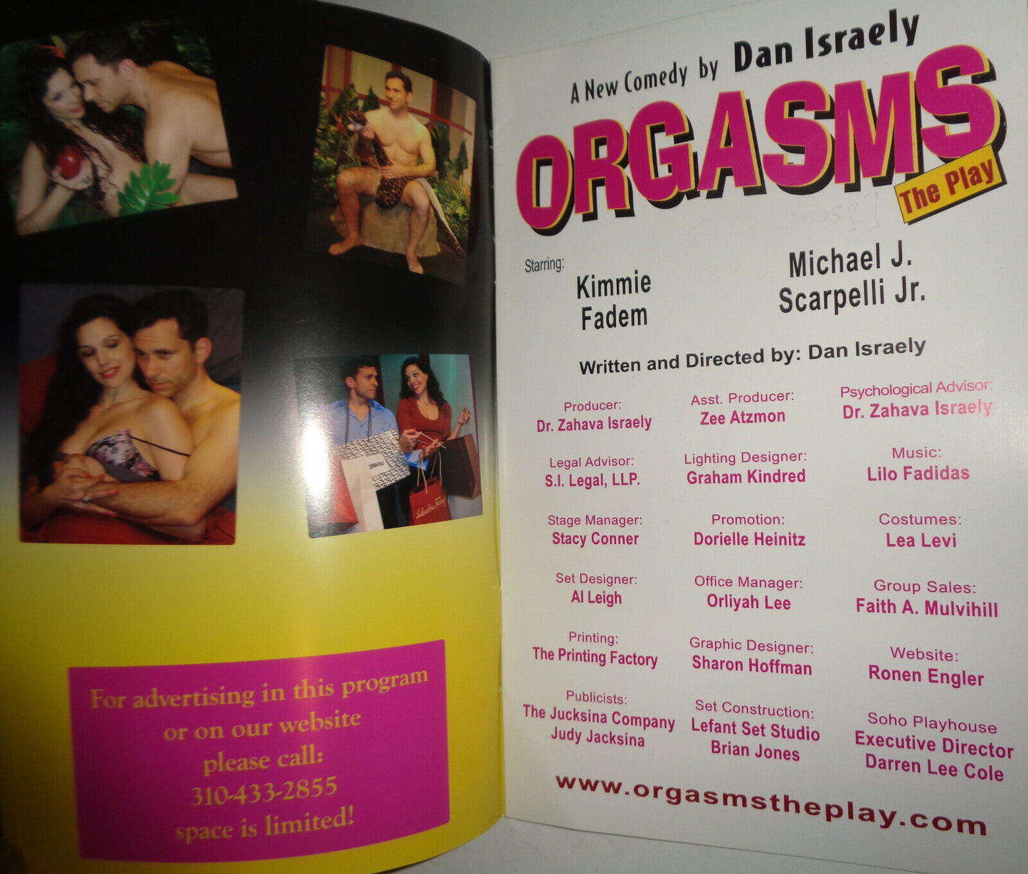 ORGASMS, by Dan Israely - PROGRAM - NEW YORK: SOHO PLAYHOUSE, 2005.