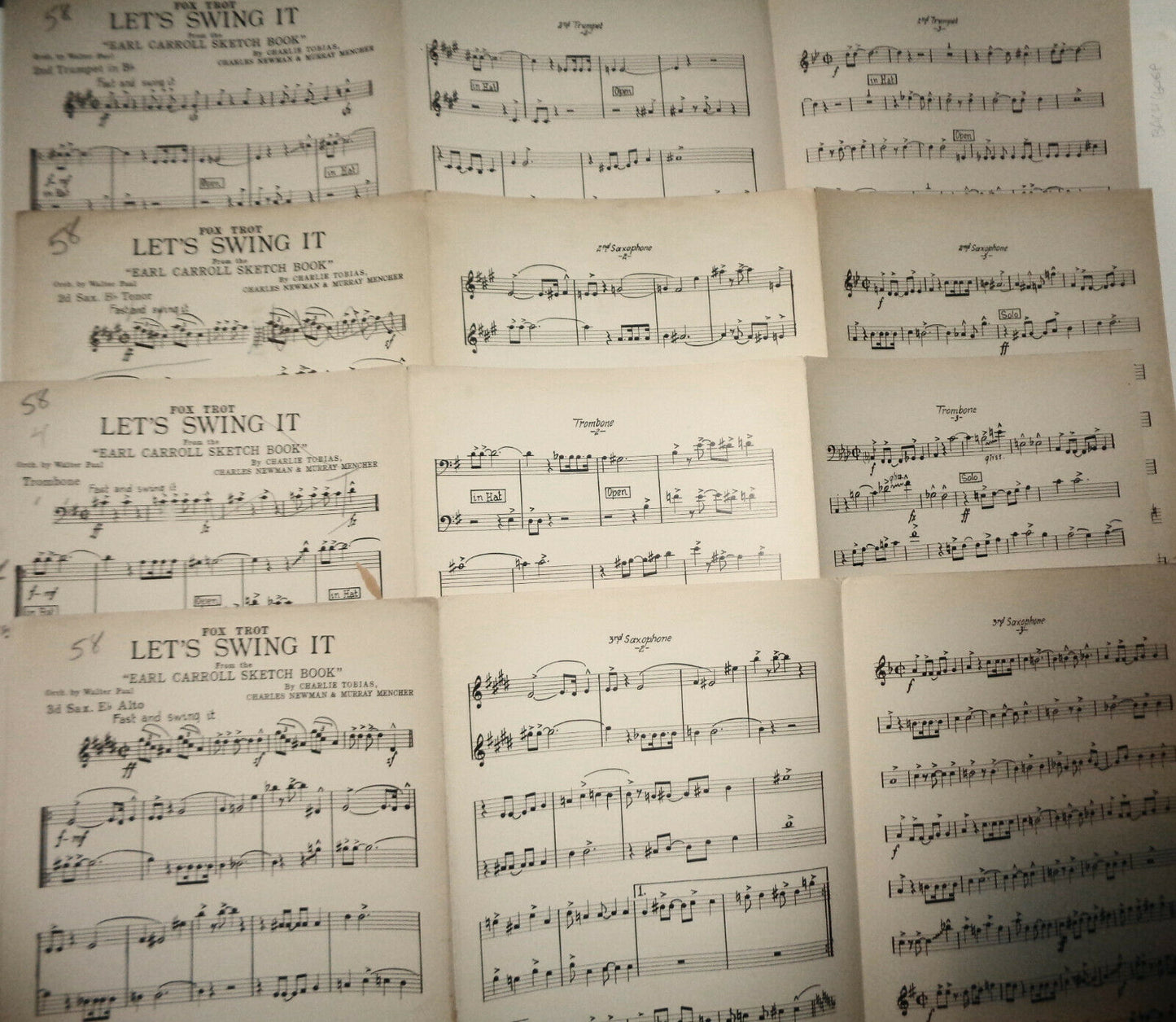 LET'S SWING IT, by Charlie Tobias 1925 FOR ORCHESTRA "EARL CARROLL SKETCH BOOK"