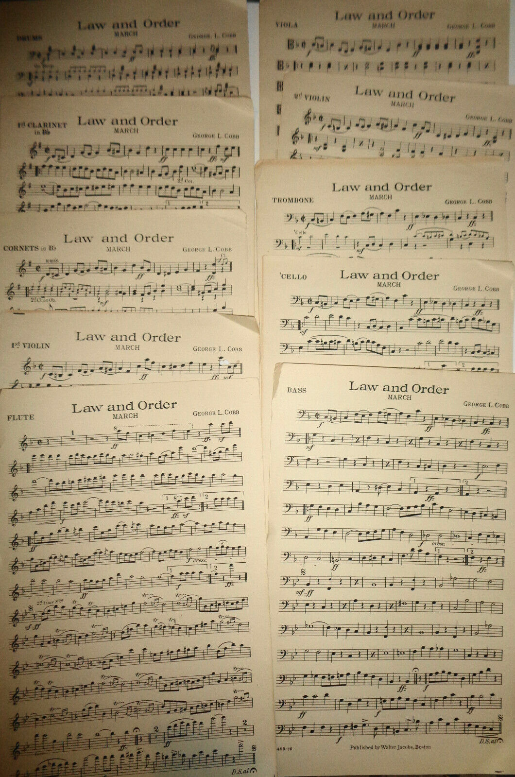LAW AND ORDER MARCH, by George L. Cobb - 1915, SHEET MUSIC FOR ORCHESTRA