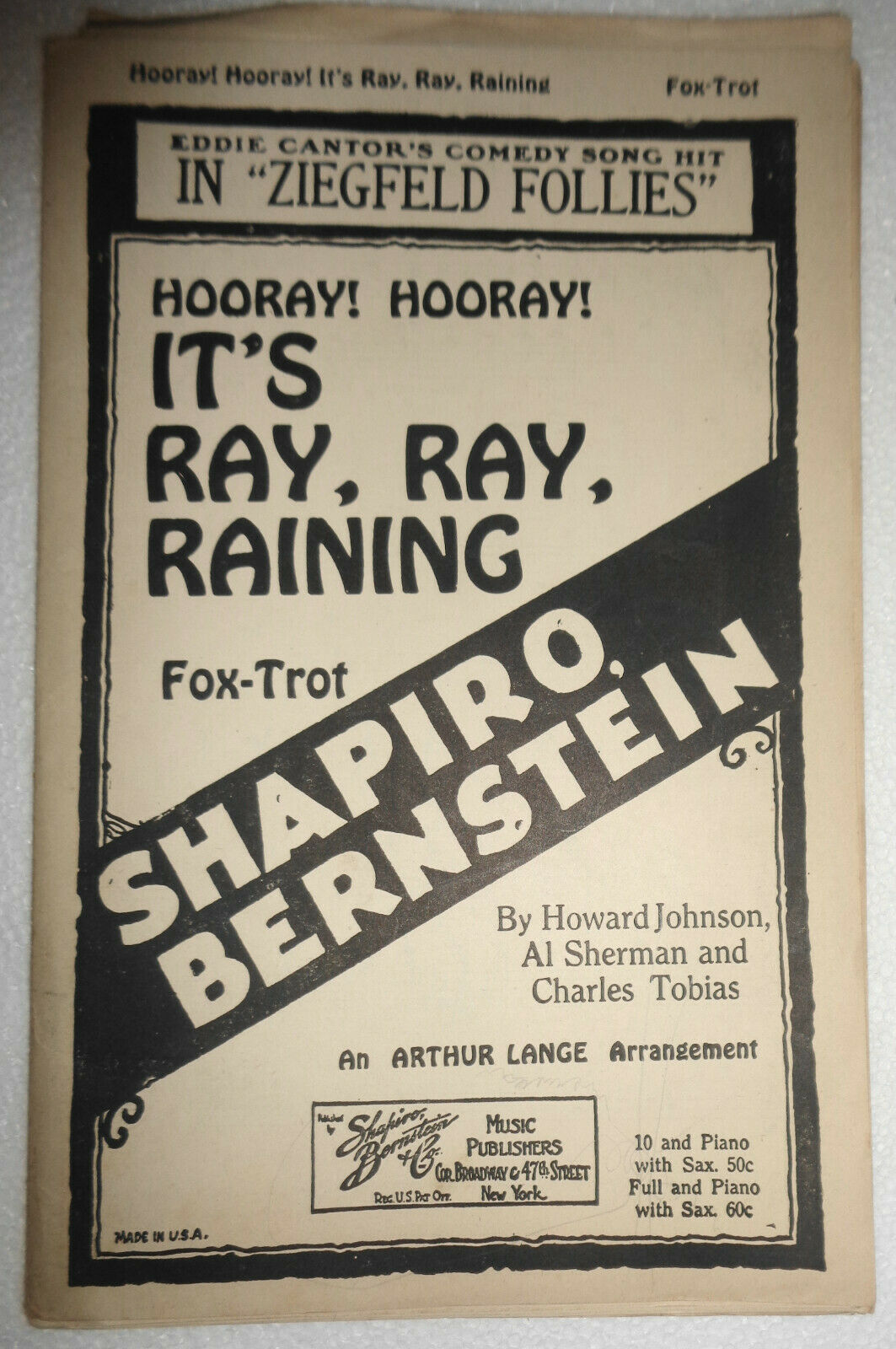 It's ray-ray-raining ... Eddie Cantor in Ziegfeld Follies - 1927 For Orchestra