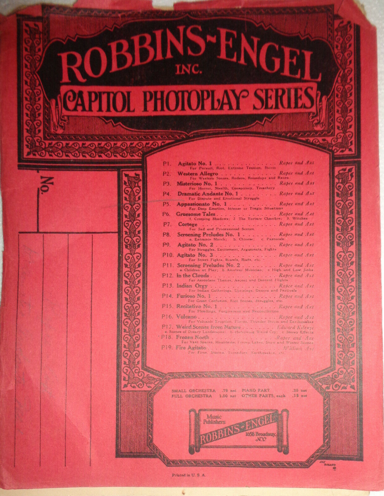 Dramatic Andante No. 1: Dispute, Emotional Struggle, by Rapee 1923 for orchestra
