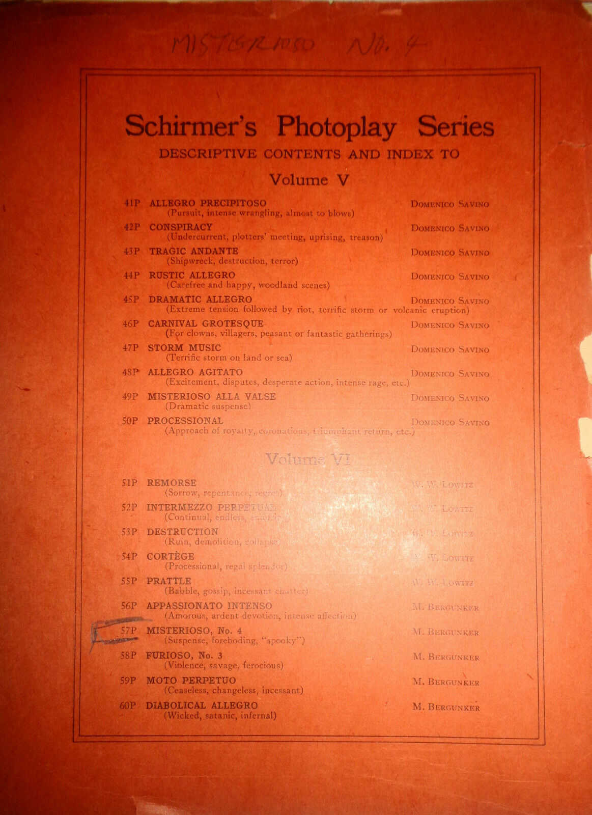 MISTERIOSO No. 4 (SUSPENSE, FORBODING, SPOOKY) by M Bergunker - 1927 orchestra