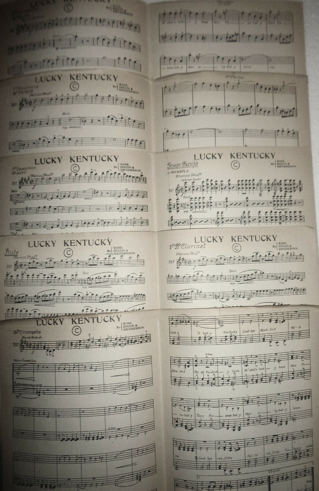 Lucky Kentucky by Billy Rose, Mort Dixon, Ray Henderson. 1924 for orchestra