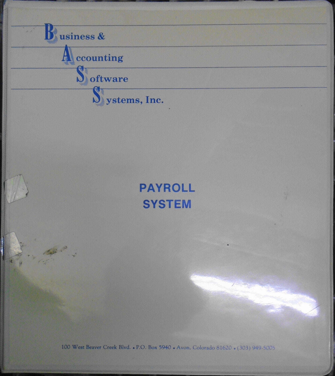 BASS Payroll System, 1988 - for restaurants & general use. IBM PCs 5 1/4" disks.