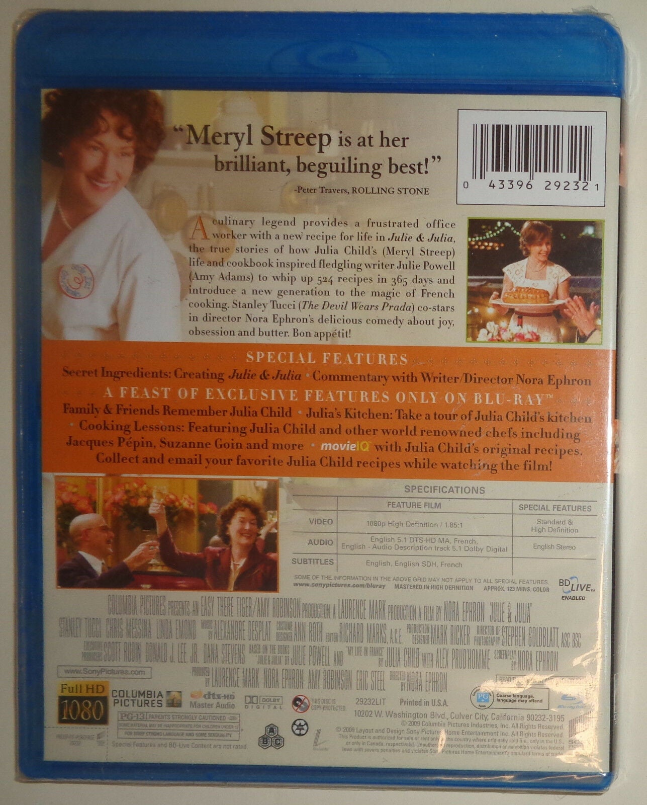 Julie & Julia (Blu-ray Disc, 2009) - sealed - brand new