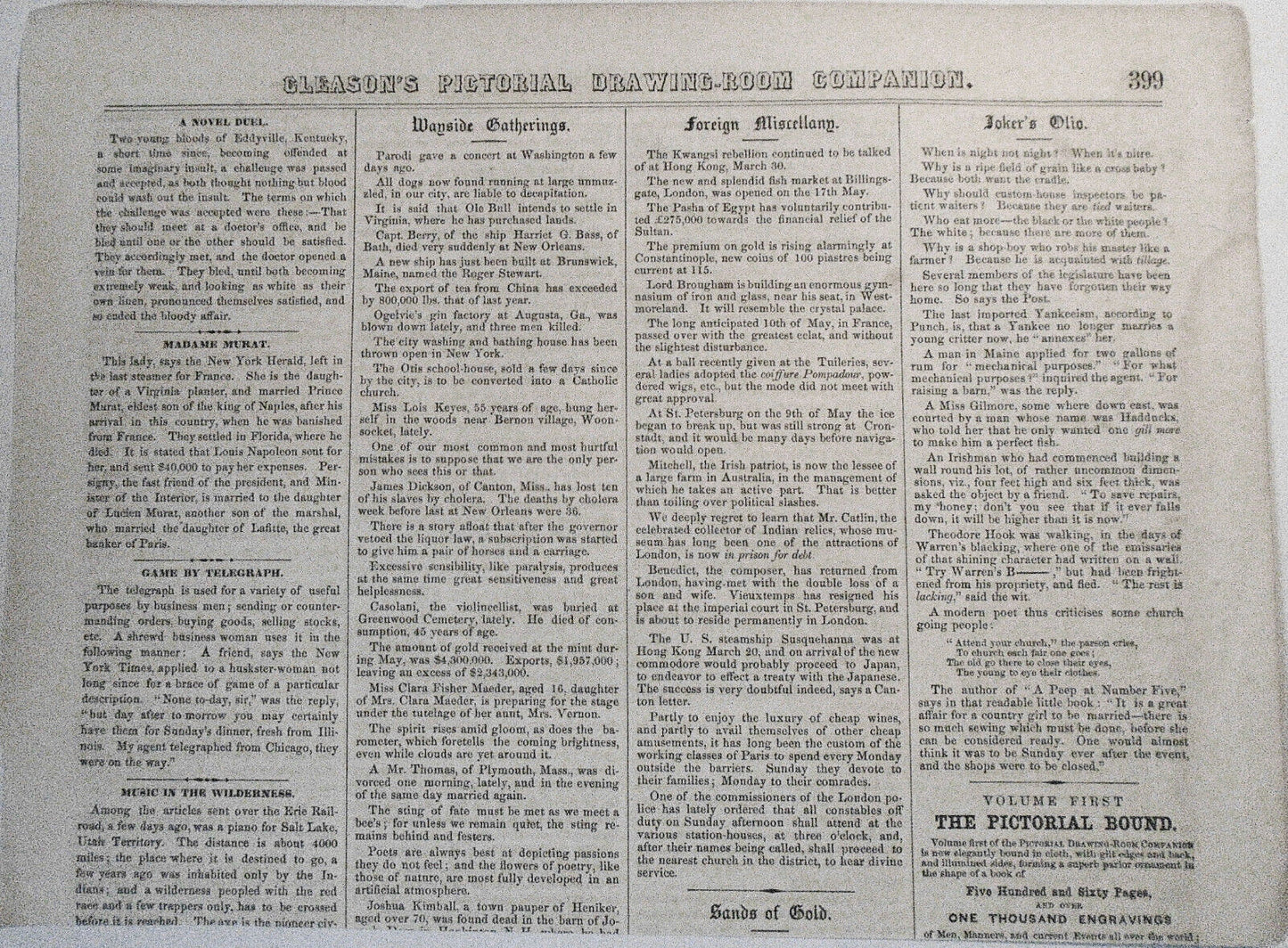 Sybil's Cave, At Hoboken, N.J. - Gleason's Pictorial June 19, 1852
