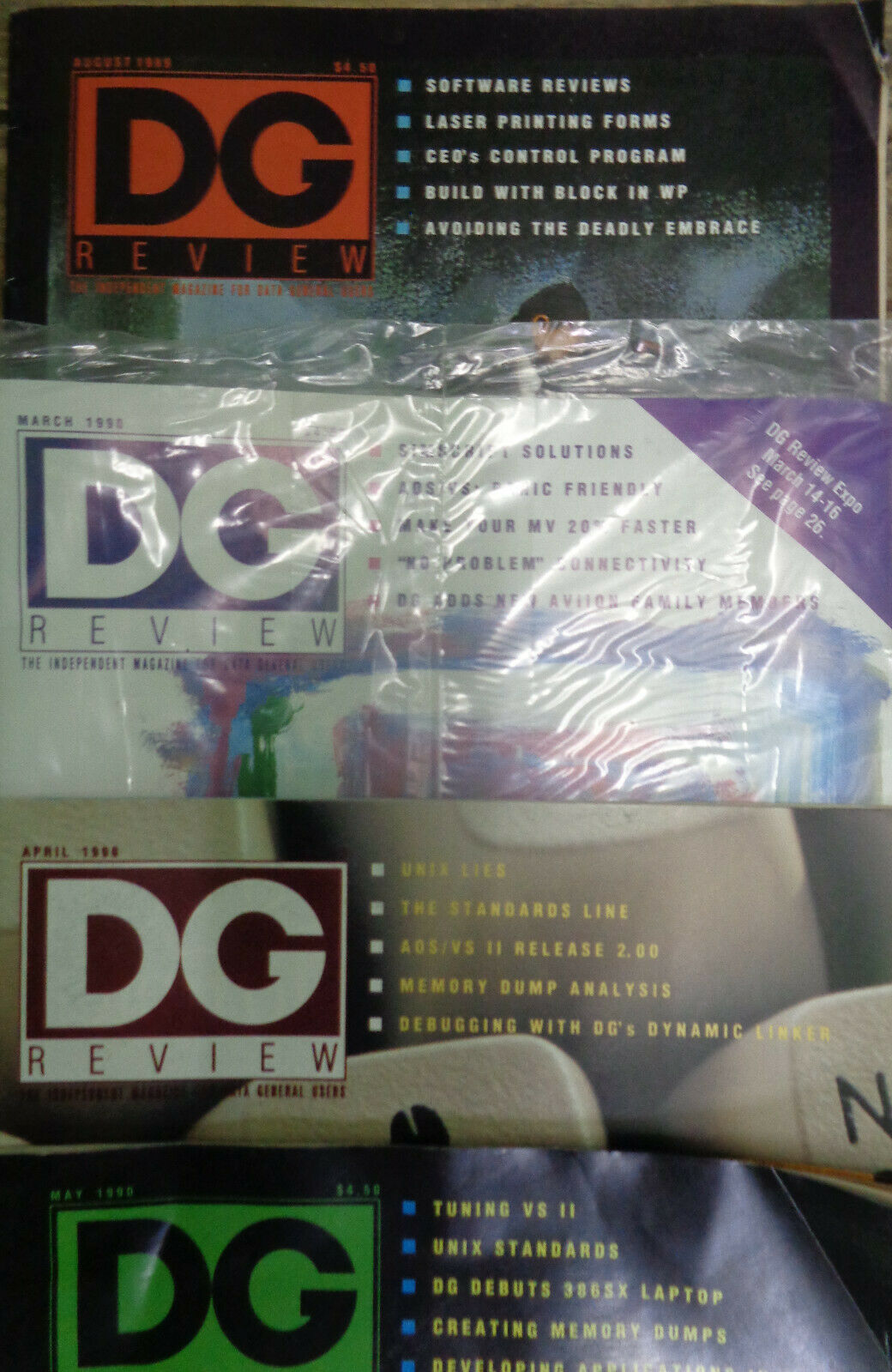 DG REVIEW - Independent Magazine for Data General Users - 4 issues lot 1988-90