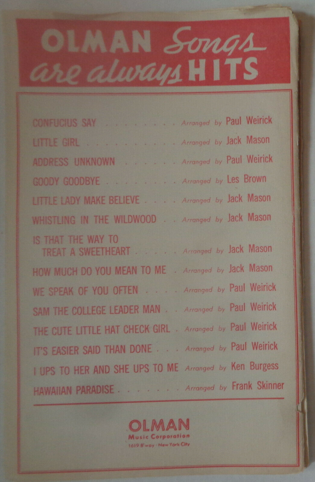 I CAN'T LOVE YOU ANY MORE (ANY MORE THAN I DO) FOX TROT - FOR ORCHESTRA - 1940