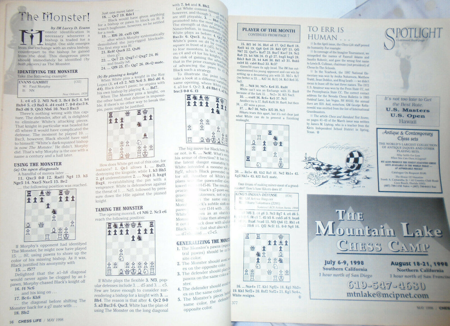 Chess Life : May 1998 - Hikaru Nakamura, World Speed Chess Champion