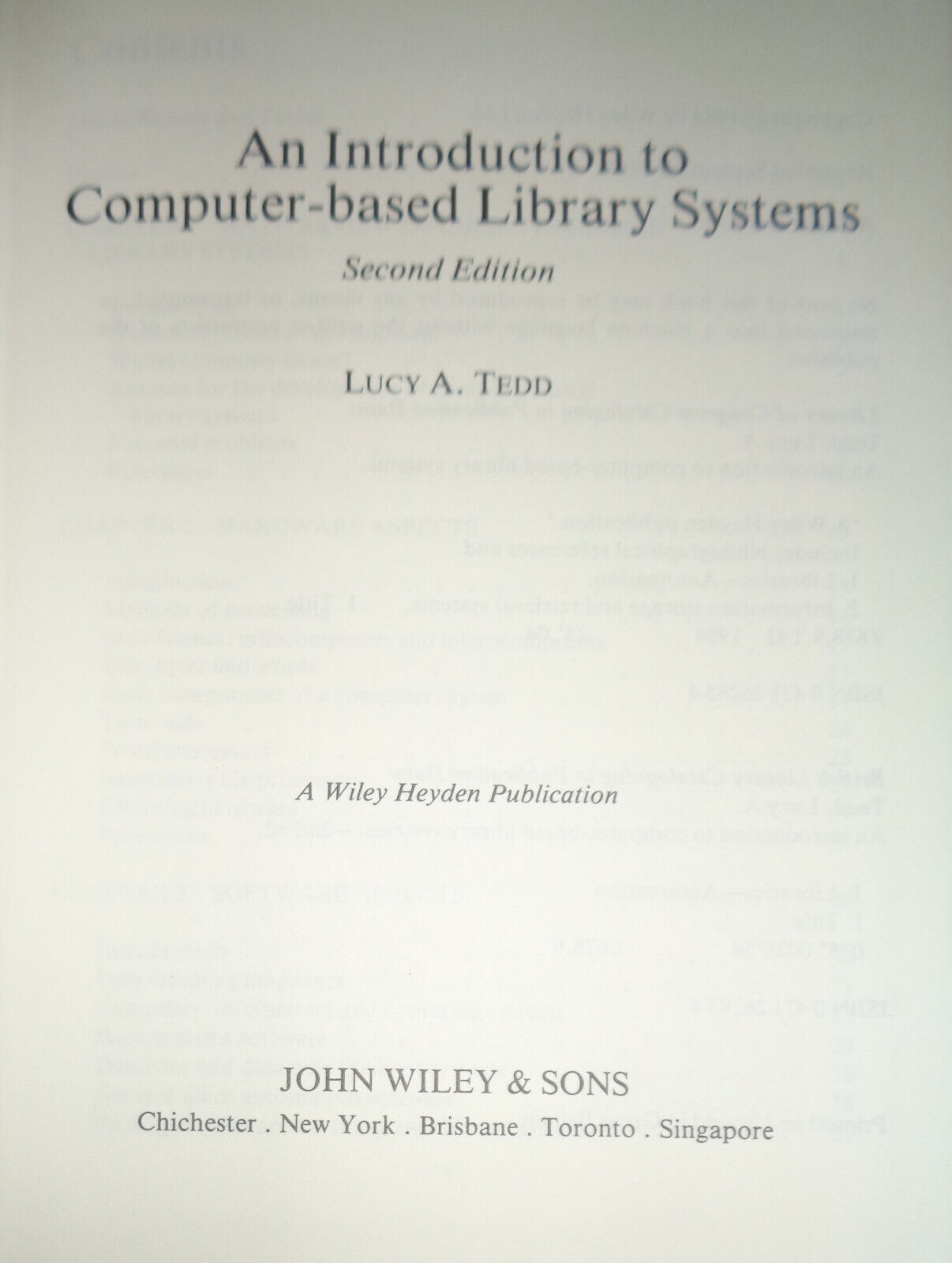 An Introduction to Computer-Based Library Systems by Lucy A Tedd. 1985 Hardcover