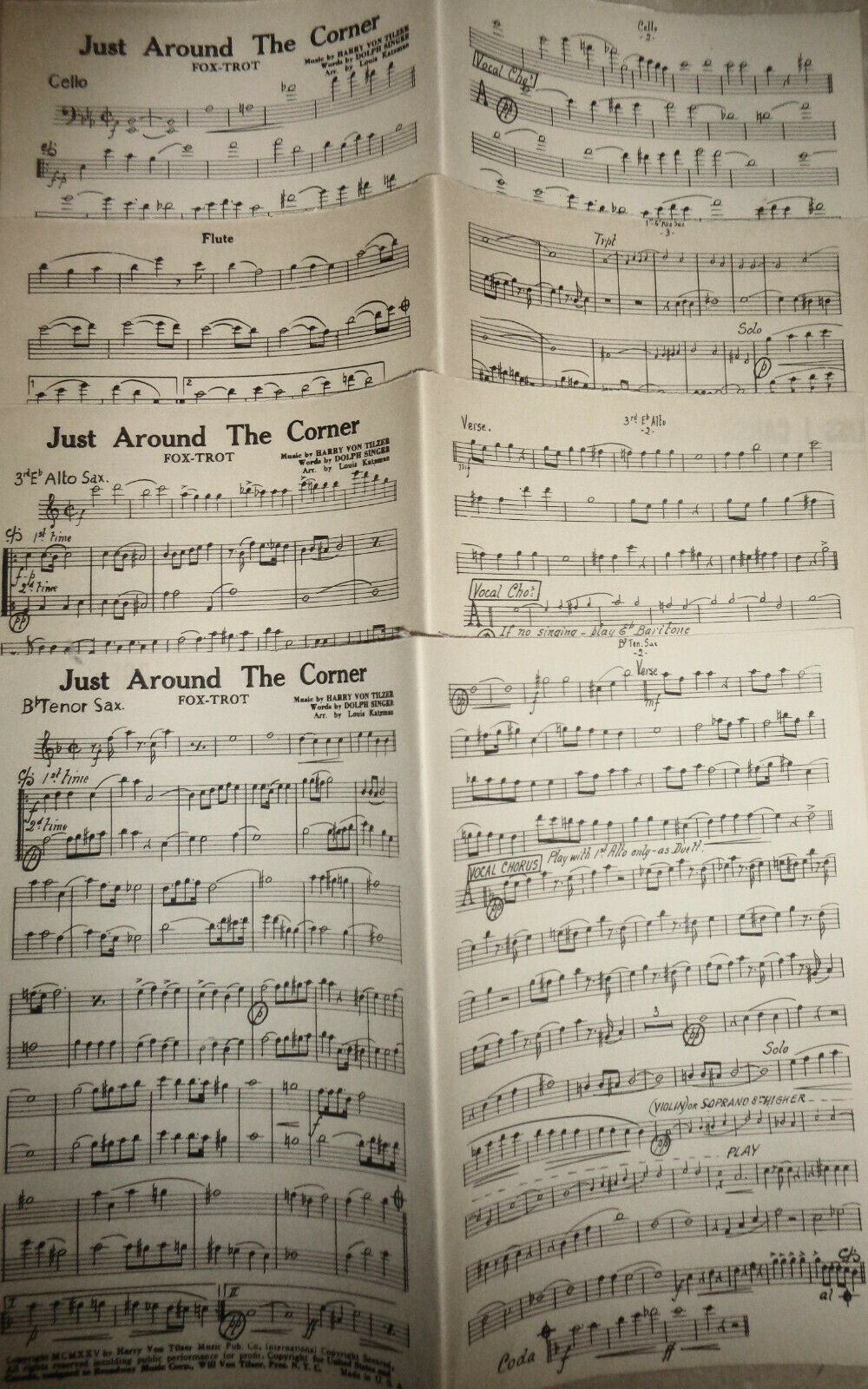 Kiss I Can't Forget by George Davis + Just Around the Corner -for orchestra 1925