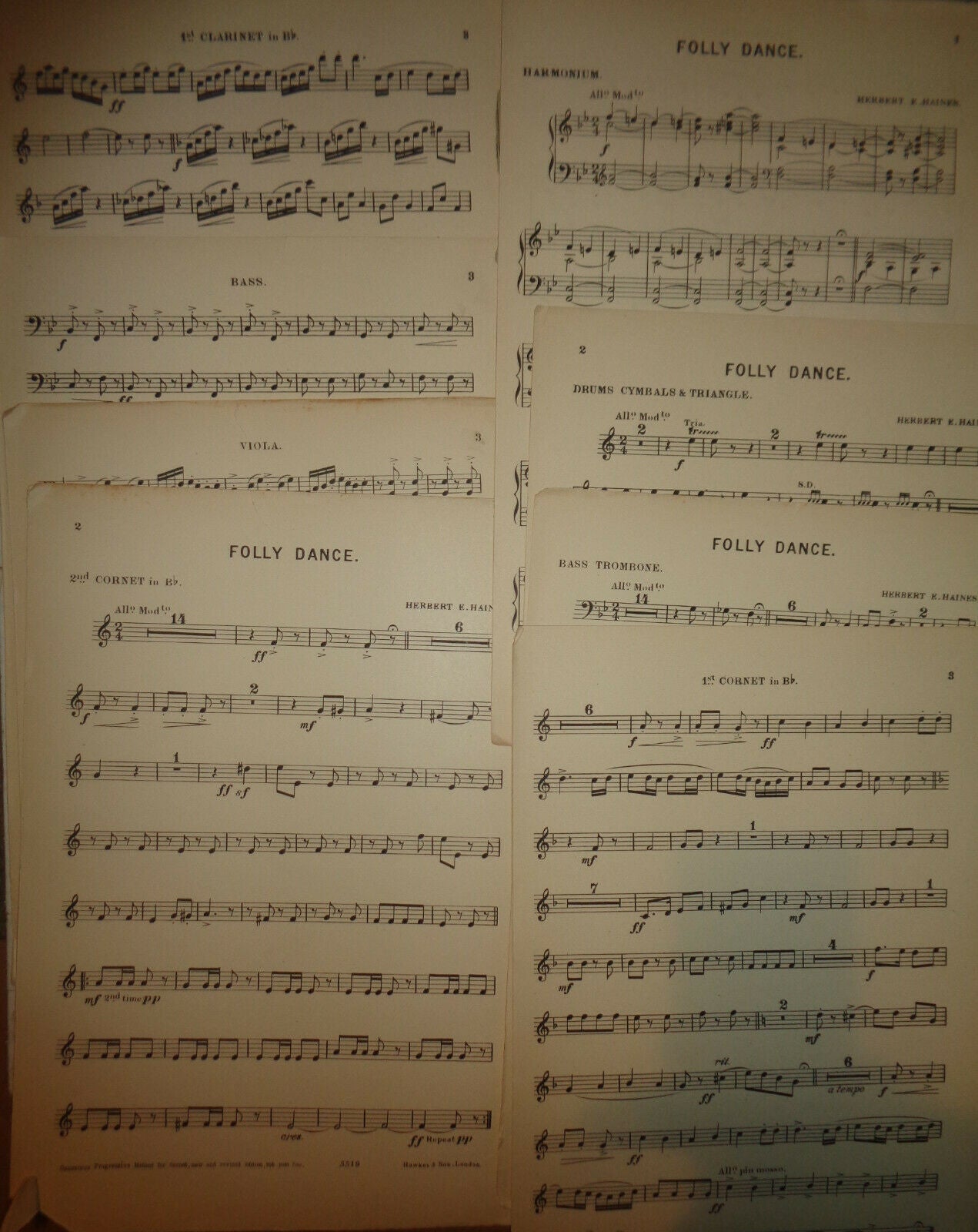 FOLLY DANCE BY HERBERT E. HAINKES, 1917 - SHEET MUSIC FOR ORCHESTRA