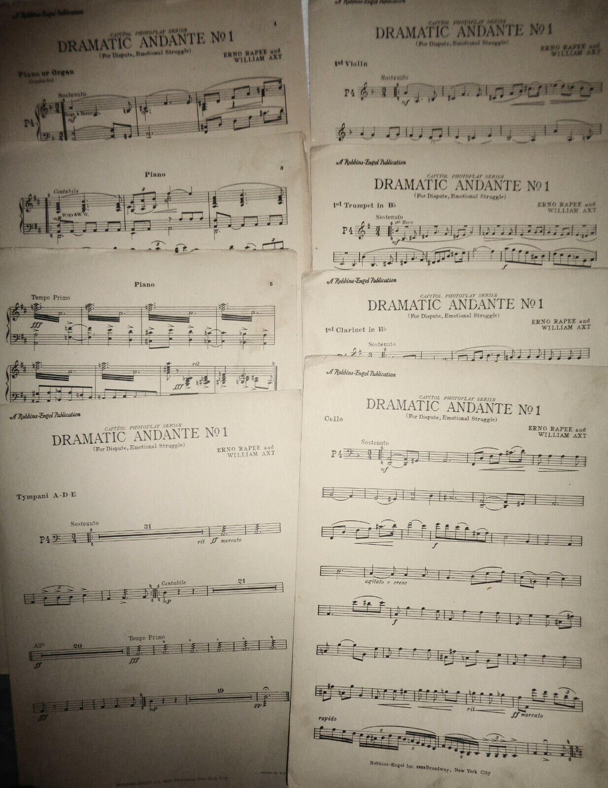 Dramatic Andante No. 1: Dispute, Emotional Struggle, by Rapee 1923 for orchestra